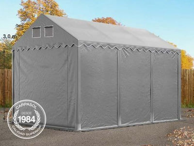 4x6m 3m Sides PVC Storage Tent / Shelter w. Groundbar, grey