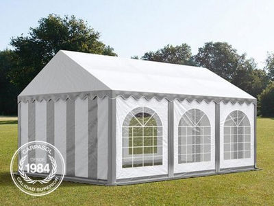 4x6m PVC Marquee / Party Tent w. Groundbar, grey-white