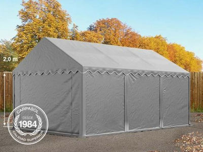 4x6m PVC Storage Tent / Shelter w. Groundbar, grey