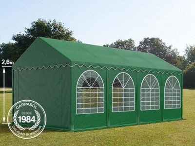 4x8m 2.6m Sides PVC Marquee / Party Tent w. Groundbar, dark green