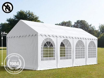 4x8m 2.6m Sides PVC Marquee / Party Tent w. Groundbar, fire resistant white