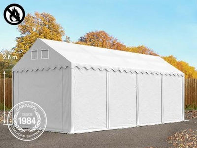 4x8m 2.6m Sides PVC Storage Tent / Shelter w. Groundbar, fire resistant white