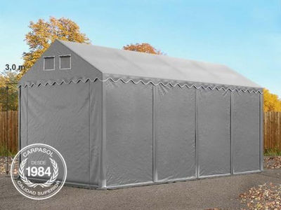 4x8m 3m Sides PVC Storage Tent / Shelter w. Groundbar, grey