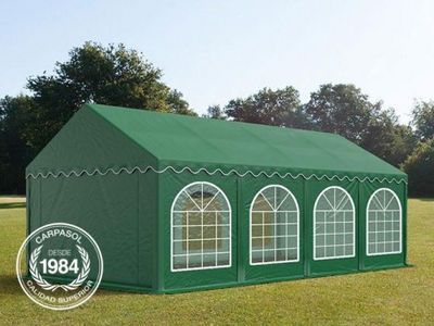 4x8m PVC Marquee / Party Tent w. Groundbar, dark green