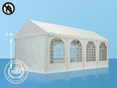 4x8m PVC Marquee / Party Tent w. Groundbar, fire resistant white