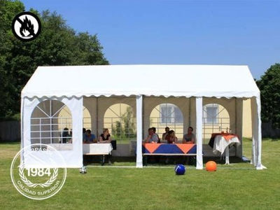 4x8m PVC Marquee / Party Tent w. Groundbar, fire resistant white - Foto 2