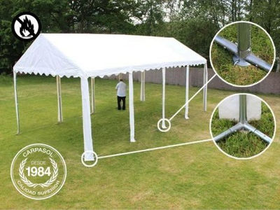 4x8m PVC Marquee / Party Tent w. Groundbar, fire resistant white - Foto 5