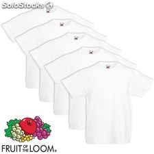 5 t-shirts enfant 100% coton blancs Fruit of the Loom Original t 140