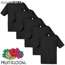 5 t-shirts noirs 100% coton Fruit of the Loom Original L