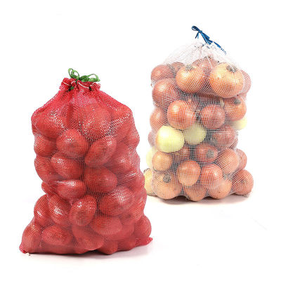 50*80cm/ 45*75cm Drawstring PP Plastic Tubular Leno Mesh Fruits Vegetables bags