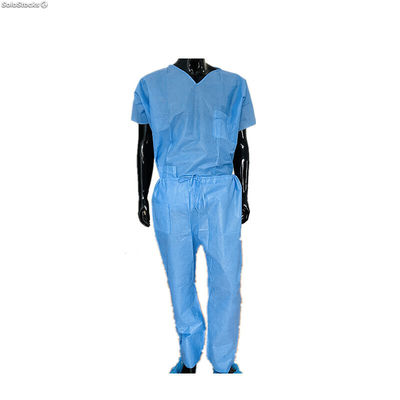 50 uds Pijama desechable SMS azul cuello pico TM