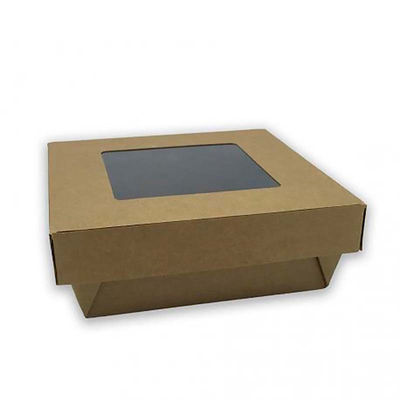 500 cajas con ventana kraft 760ml 14x14x5cm