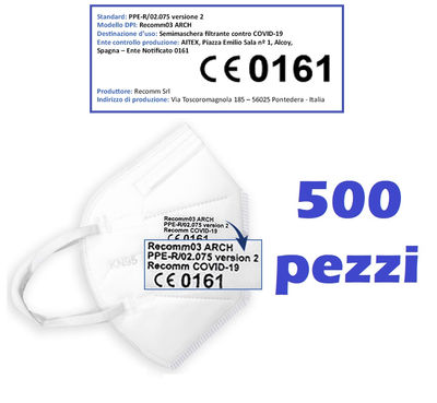 500 mascherine certificate CE protezione da COVID-19 con fattore nominale FFP2