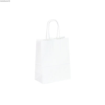 500 uds - Bolsa papel asa rizada 16,5 x 7 x 22 Blanca Formato vertical