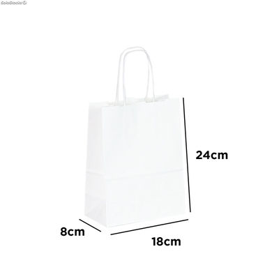 500 uds - Bolsa papel asa rizada 18 x 8 x 24 Blanca Formato vertical - Foto 2