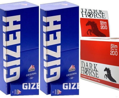 5000 Cartine Blu Originali Gizeh, Tipo A, + 6000 Filtri Dark Horse Slim