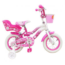 510132 Bicicleta BUTTERFLY FLOWER talla 12 para niñas 2 a 5 años con ruedines