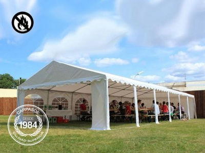 5x10m PVC Marquee / Party Tent w. Groundbar, fire resistant grey-white - Foto 3
