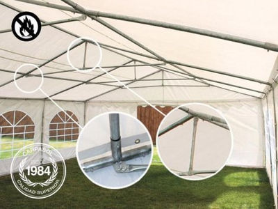 5x10m PVC Marquee / Party Tent w. Groundbar, fire resistant grey-white - Foto 4