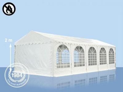 5x10m PVC Marquee / Party Tent w. Groundbar, fire resistant white