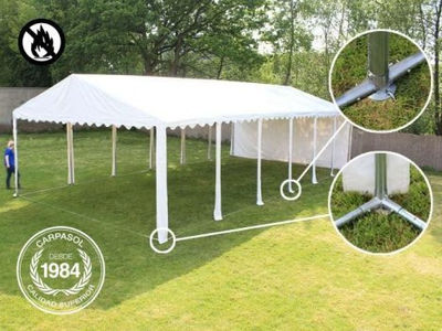 5x10m PVC Marquee / Party Tent w. Groundbar, fire resistant white - Foto 5