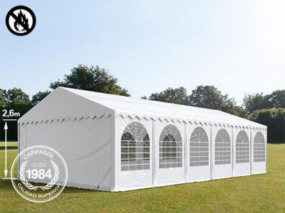 5x12m 2.6m Sides PVC Marquee / Party Tent w. Groundbar, fire resistant white