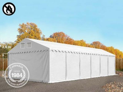 5x12m 2.6m Sides PVC Storage Tent / Shelter w. Groundbar, fire resistant white