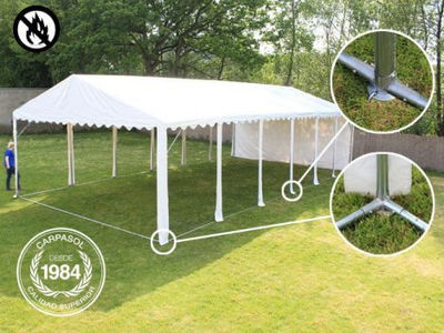 5x14m 2.6m Sides PVC Marquee / Party Tent w. Groundbar, fire resistant white - Foto 5