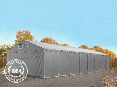 5x16m 2.6m Sides PVC Storage Tent / Shelter w. Groundbar, grey