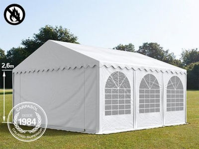 5x6m 2.6m Sides PVC Marquee / Party Tent w. Groundbar, fire resistant white