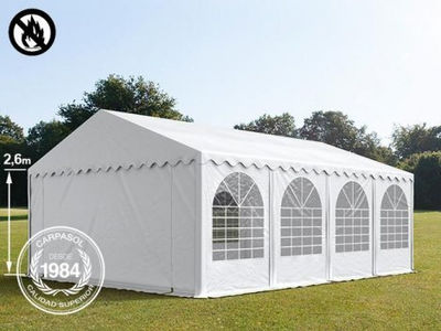 5x8m 2.6m Sides PVC Marquee / Party Tent w. Groundbar, fire resistant white