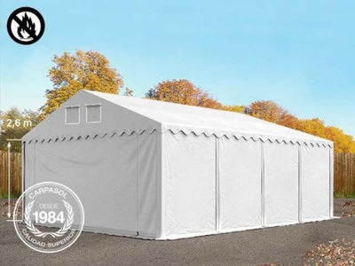 5x8m 2.6m Sides PVC Storage Tent / Shelter w. Groundbar, fire resistant white