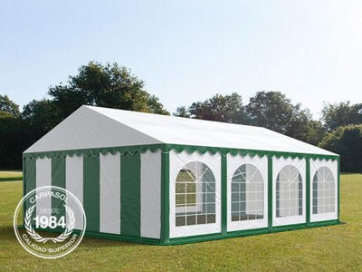 5x8m PVC Marquee / Party Tent w. Groundbar, green-white