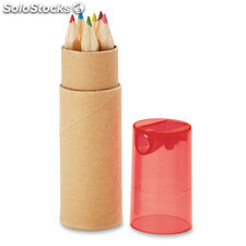 6 lápices de color en tubo rojo transparente MIMO8580-25
