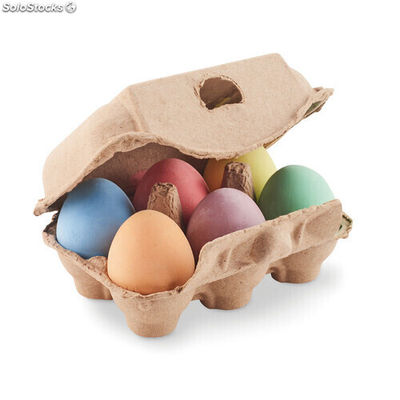 6 ovos a giz em caixa bege MIMO6479-13