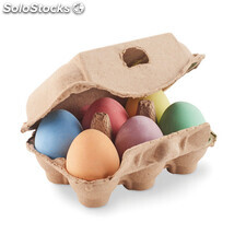 6 uova di gesso in scatola beige MIMO6479-13
