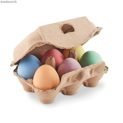 6 uova di gesso in scatola beige MIMO6479-13