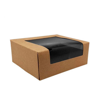 600 cajas con ventana kraft negro 540ml 12x10x5cm