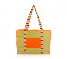 65147 Bolso de playa Bio Onshore modelo Aisha en tela de paja Naranja