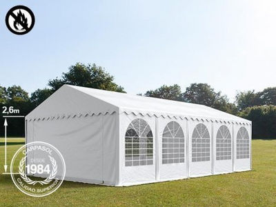6x10m 2.6m Sides PVC Marquee / Party Tent w. Groundbar, fire resistant white