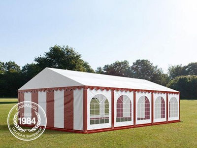 6x10m PVC Marquee / Party Tent w. Groundbar, red-white