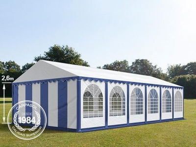 6x12m 2.6m Sides PVC Marquee / Party Tent w. Groundbar, blue-white