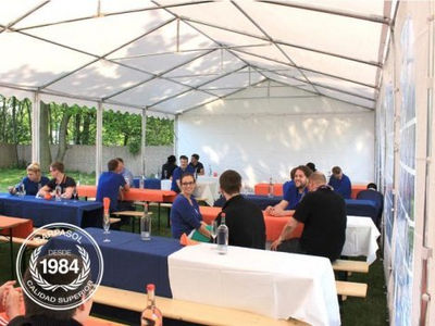 6x12m 2.6m Sides PVC Marquee / Party Tent w. Groundbar, blue-white - Foto 3