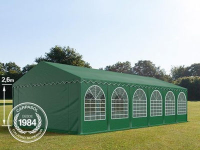 6x12m 2.6m Sides PVC Marquee / Party Tent w. Groundbar, dark green