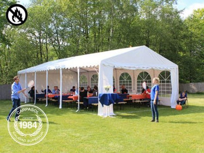 6x12m 2.6m Sides PVC Marquee / Party Tent w. Groundbar, fire resistant red-white - Foto 2