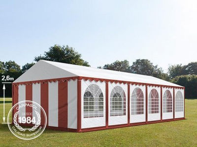 6x12m 2.6m Sides PVC Marquee / Party Tent w. Groundbar, red-white