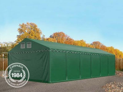 6x12m 2.6m Sides PVC Storage Tent / Shelter w. Groundbar, dark green