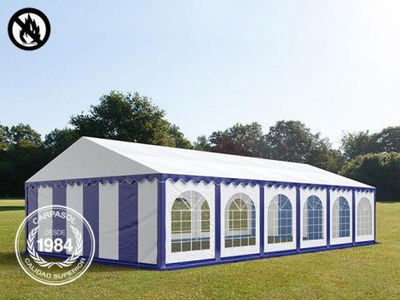 6x12m PVC Marquee / Party Tent w. Groundbar, fire resistant blue-white