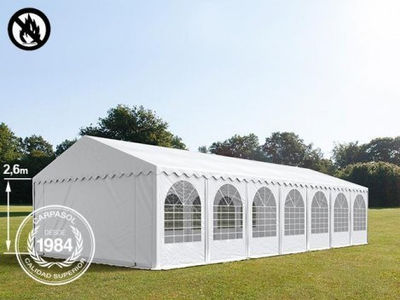 6x14m 2.6m Sides PVC Marquee / Party Tent w. Groundbar, fire resistant white