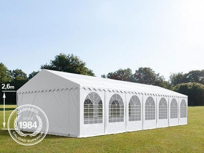 6x14m 2.6m Sides PVC Marquee / Party Tent w. Groundbar, white